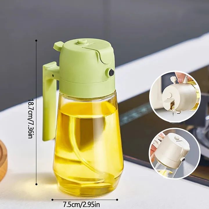 2in1 Oil Sprayer Glass Bottle For Cooking Anti Leakage Oil Storage Bottle For Bbq Air Fryer Salad Steak Kitchen Supplies